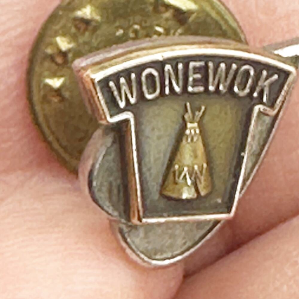 WONEWOK Sterling Silver Marked Pin Corporate Retreat Mens Tie Tack Teepee Logo